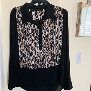 Glam shirt long sleeves black color front&back tiger print